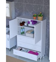 Eliusta Alia Çok Kullanışlı Dolap G:90 cm Üst Bölme Kapaklı Alt Bölme Çekmeceli 90x138x32,5 cm Modüler Dolap (Beyaz)