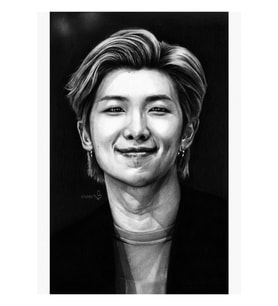 Bts Namjoon Kalem Portre Tablo Ahşap Poster Dekoratif Kod1898