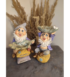 Minder ( Çuval ) Figürlü Gnome Şans Cücesi Dekoratif Obje & Biblo 2 ' Li Takım