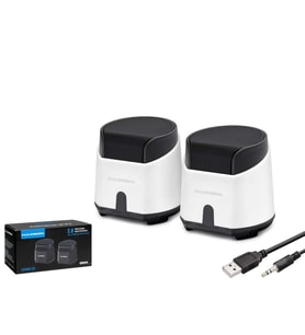 Hadron HD6024B 1+1 Kanal 2x3W Çıkışlı 3.5mm AUX Ses + USB Güç Beslemeli Bilgisayar Hoparlörü - Beyaz