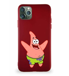 Apple iPhone 11 Pro Max Soft Premier Kapak Patrick Yıldız Tasarımlı Silikon Kılıf - Mürdüm (Şeffaf)