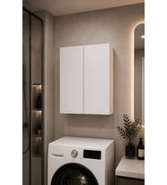 3 Raflı Çok Amaçlı Banyo Dolabı Mat Beyaz MDF Lam 69x55x25 cm Yavaşlatıcılı Kapaklı Duvar Dolabı