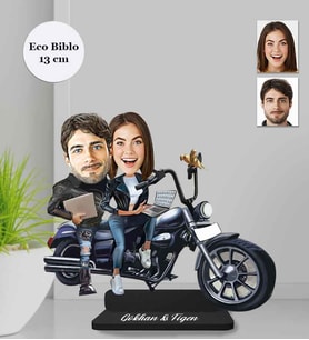 Kişiye Özel Mortorcu Sevgili Ahşap Eco Biblo -3