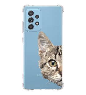 Samsung Galaxy A52s Uyumlu Köşe Korumalı Antişok Kapak Catface Tasarımlı Şeffaf Silikon Kılıf