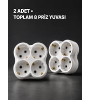 Duvar Tipi 4 Çıkışlı Priz Çoğaltıcı Kablosuz Kompakt Tasarım 2 Adet