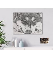 BK Gift Kişiye Özel Tam Boy Karakalem Köpek Karikatürlü Kanvas Tablo-1