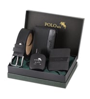Polo Air Kutulu Erkek Parfüm Kemer Cüzdan Kartlık Seti PM-10 (Siyah)