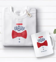 BK Gift Kişiye Özel Yakışıklı Babam Tasarımlı Beyaz Tişört ve Kupa Seti-6 (Model 1)