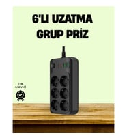 Mey İthalat® 2500W Güçlü 6’lı Priz USB ve Type-C Çıkışlı Termal Korumalı