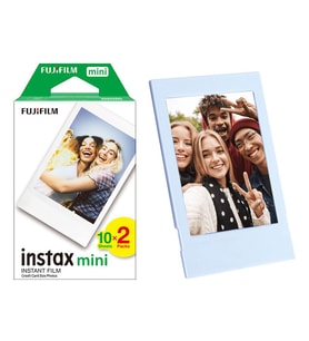 Instax Mini 12 Makine Uyumlu 20'li Film ve Mavi Fotoğraf Çerçevesi