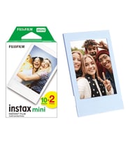 Instax Mini 12 Makine Uyumlu 20'li Film ve Mavi Fotoğraf Çerçevesi
