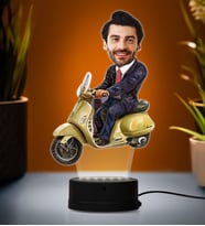 Doğum Günü Hediyesi,Sevgiliye Hediye, Kişiye Özel Fotoğraflı Vespa Karikatür 3D Led Lamba (Beyaz)