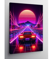 Kanvas Tablo Neon Araba Yarışı