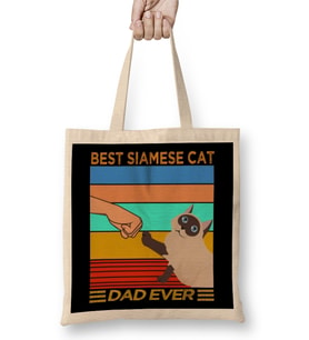 Best Siamese Cat Dad Ever Kedi Bez Çanta Uzun Saplı