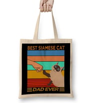 Best Siamese Cat Dad Ever Kedi Bez Çanta Uzun Saplı