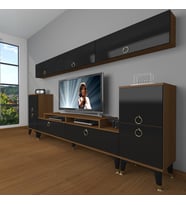 Decoraktiv Ekoflex 9 Mdf Gold Tv Ünitesi Tv Sehpası - Ceviz Siyah (Siyah - Ceviz)