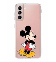 Samsung Galaxy S21  Kamera Korumalı Kapak Mickey Mouse Tasarımlı  Şeffaf  Kılıf
