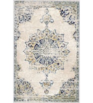 Eliana Home Baskılı, Yıkanabilir Kaymaz Taban Salon Halısı LNA0798 100x150 cm (Lacivert)