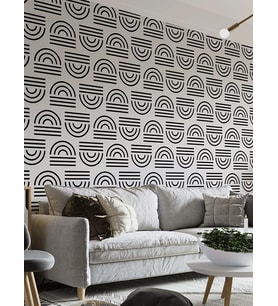 Dreamwall Siyah Beyaz Geometrik  Desenli Isı Ve Ses Yalıtımlı Sağlıklı Tekstil Duvar Kağıdı (Siyah & Beyaz)