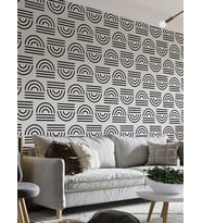 Dreamwall Siyah Beyaz Geometrik  Desenli Isı Ve Ses Yalıtımlı Sağlıklı Tekstil Duvar Kağıdı (Siyah & Beyaz)