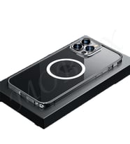 Uyumlu Model Apple iPhone 13 Pro Max Kılıf Kamera Lensli Metal Çerçeve Bumper Kilitli Kapak (Siyah)
