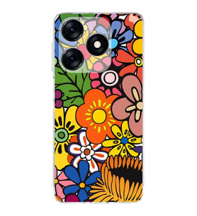 PrintiFy Tecno Spark 10C ile Uyumlu Retro Color 2  Kamera Korumalı Şeffaf  Kılıf