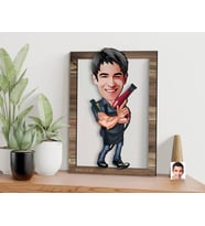 BK Gift Kişiye Özel Erkek Kuaför Karikatürlü 3D Ahşap Tablo, Sevgiliye Hediye, Arkadaşa Hediye, Yıl Dönümü Hediyesi, Doğum Günü Hediyesi-1
