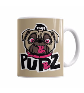 Kukla Köpek Pug Kupa Bardak Porselen