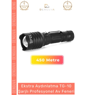 Özel Üretim Tek Modlu 500 Metre Menzilli Ekstra Güçlü Aydınlatma TG-10 Şarjlı Profesyonel Av Feneri