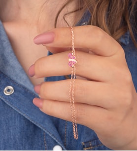 925 Ayar Gümüş Pembe Taşlı Kelebek Bileklik