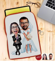 BK Gift Kişiye Özel Sevgililer Karikatürlü Taşınabilir Koruyucu Tablet Kılıfı & Organizer Çanta - Turuncu-16