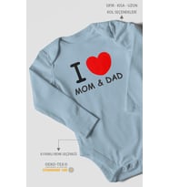 I Love Mom and Dad Baskılı Bebek Zıbını – Çıtçıtlı Body  %100 Pamuk Uzun Kol (Bebek Mavisi)