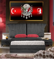 Tablore Atatürk Silüeti Ve Osmanlı Arması Görselli Çerçeveli Kanvas Tablo Şık Duvar Tablosu