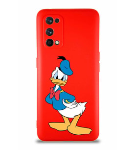 Realme 7 Pro Soft Premier Kapak Donald Duck-D Tasarımlı Silikon Kılıf - Kırmızı (Şeffaf)