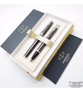 Parker IM Titanyum Metal Dolma Kalem + Tükenmez Kalem  İsme Özel Kalem  Hediyelik Kalem