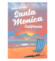 Santa Monica California Plaj Afişi Tablo Ahşap Poster Dekoratif