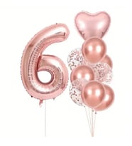 Rose Gold kalpli 6 Yaş Folyo Balon Set