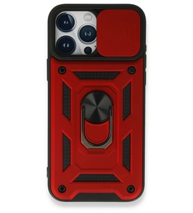 Pilelistore   iPhone 15 Pro Kılıf Pars Lens Yüzüklü Silikon - Kırmızı