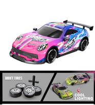Drift Atan Turbo Rapid Araba Sarjlı Neon Renk Tasarımlı Altından Led Işıklı Yedek Lastikli (Pembe)