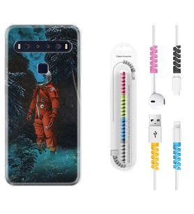 TCL 10L 10 Plus 10SE 20E 20SE 30SE L7 Kılıf Kablo Koruma Spiral Silikon Astronot Smoke 1769