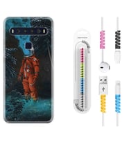 TCL 10L 10 Plus 10SE 20E 20SE 30SE L7 Kılıf Kablo Koruma Spiral Silikon Astronot Smoke 1769