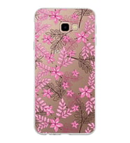 Samsung Galaxy J4 Plus Kapak Floral Pembe Tasarımlı Şeffaf Silikon Kılıf