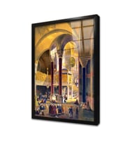 Osmanlı İmparatorluğu Zamanı Ayasofya Camii Çerçeveli Cam Tablo