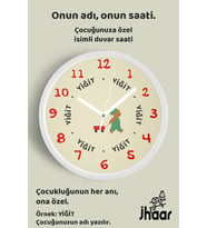 İsme Özel Ayı İle Ördek Arkadaşlığı Çocuk Odası Duvar Saati Orta Boy 30 cm Beyaz Camlı Sessiz