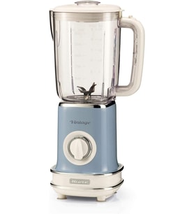 Vintage Blender Mavi 0568/15 - Saklaması Kolay, 500 Watt, 1,5 Litre Sürahi, Plastik Kavanoz, 6 Paslanmaz Çelik Bıçak, 2 Hız, Darbeli, Çift Emniyetli