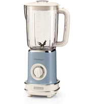 Vintage Blender Mavi 0568/15 - Saklaması Kolay, 500 Watt, 1,5 Litre Sürahi, Plastik Kavanoz, 6 Paslanmaz Çelik Bıçak, 2 Hız, Darbeli, Çift Emniyetli