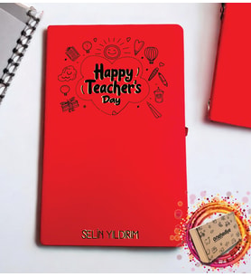 Kişiye Özel İsimli Öğretmenler Günü Kutlama Temalı Kırmızı Defter Ajanda