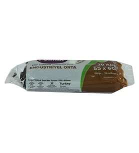 Torbası Orta Boy 55x60Cm 150Gr 25Mikron 30Lt Siyah Rulo 20 Adet