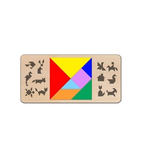 Ahşap Tangram Zeka Oyunu Strateji Eğitici Zeka Geliştirici Oyun (Renksiz)