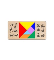 Ahşap Tangram Zeka Oyunu Strateji Eğitici Zeka Geliştirici Oyun (Renksiz)